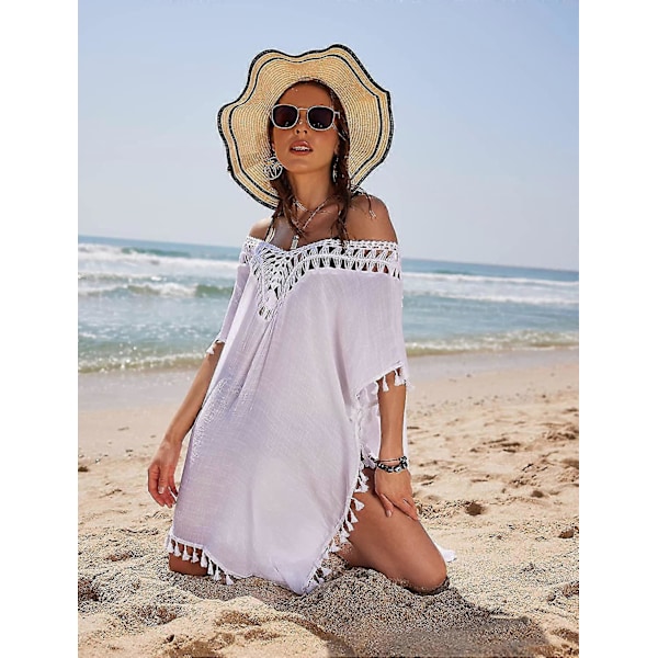 Badedragt Cover Up Dame Badedragt Kjole Plus Size Sexet Bikini Strand Tunika Top Sommer Style2 white S