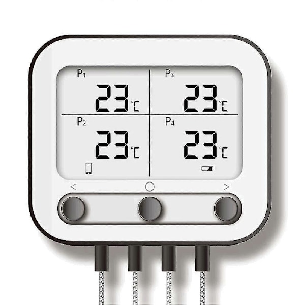 Kötttermometer, trådlös Bluetooth digital kötttermometer med 4 sensorer, snabbavläsning grilltermometer