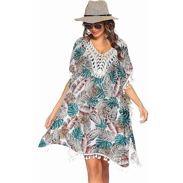 Badedragt Cover Up Dame Badedragt Kjole Plus Size Sexet Bikini Strand Tunika Top Sommer B pat3 S