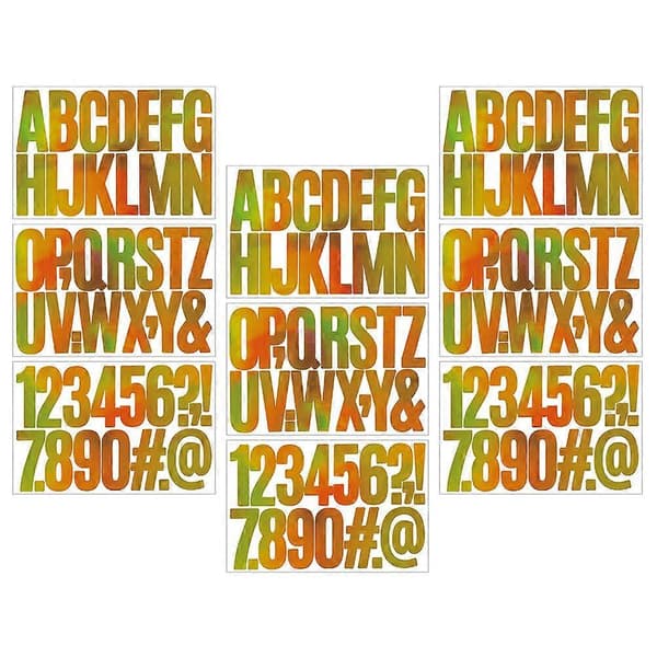 9 ark bogstav- og talstickers scrapbog glittermærkater multi-brug DIY stickers scrapbogsmærkater