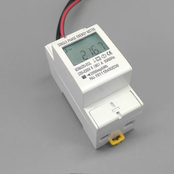 80A DIN-skena Enfas 2-tråds LCD Digital Display Strömförbrukning Energi Elmätare kWh AC