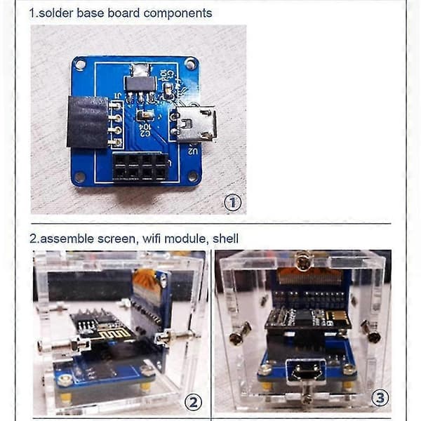 Esp8266 DIY Elektronisk Kit Mini Ur OLED Display Forbind Med Skal DIY Loddeprojekt