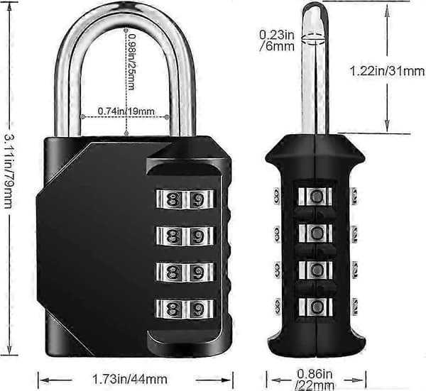 2-pack kombinationshänglås, skåplås (svart)
