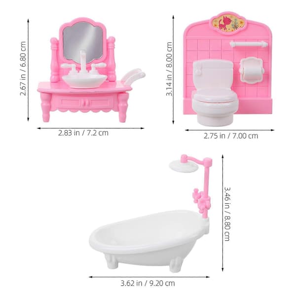 1 sæt Dukkehus Møbelmodel Badeværelses Scene Layout Mini Møbler Badekar Toilet