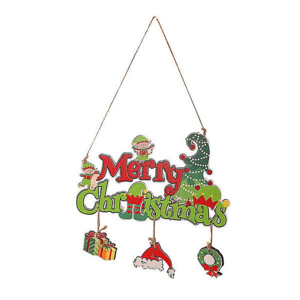 Merry Christmas Trä Grinch stal Kristus hängande prydnadsföremål Xmas Tree Door Decor Fun Sign Hem Gåva style 3