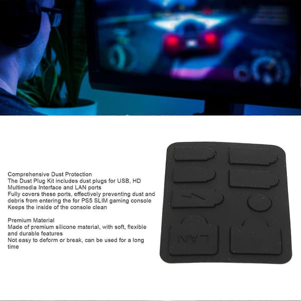 Spelkonsol Silikon Dammskydd Professionella USB HD Multimedia Interface LAN Dammskydd Set för PS5 SLIM Spelkonsol Tillbehör