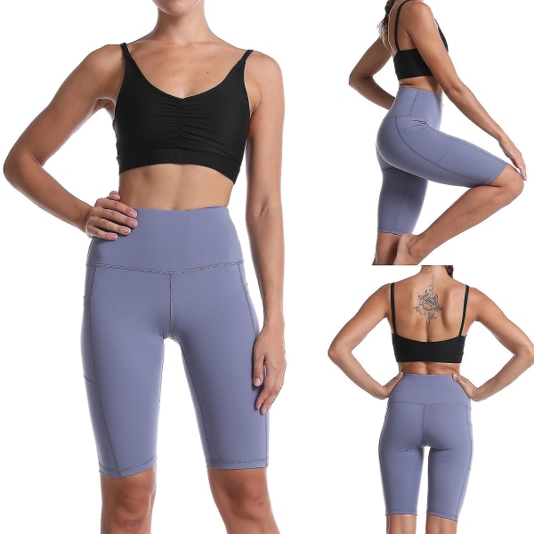 Tflycq Dam Pure Pocket High Waist Hip Stretch Running Five Points Yoga Byxor