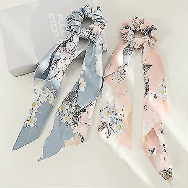 8 stk. Hår Scrunchies med Tørklæde til Acsergery Hårbånd, satin Sløjfe Elastiske Hårbånd, Silke Gave