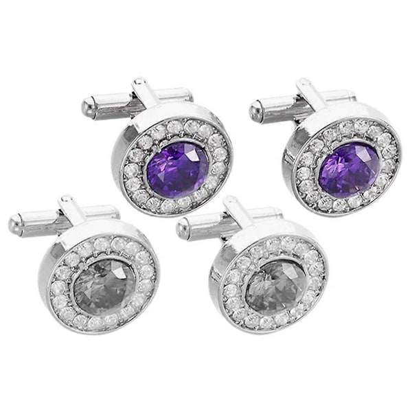 2 Par Smoking Studs Manschettknappar Herr Rund Kostym Knapp Kläder Smycken Accessoar