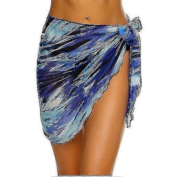 Strand Sarong Badedrakt Cover Ups For Kvinner Pustende Hurtigtørkende Sarong Skjørt A sea blue 190*46cm