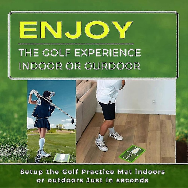 Golfmatte for sving, viser tydelig slagmerker, portable matter for bakhagessving