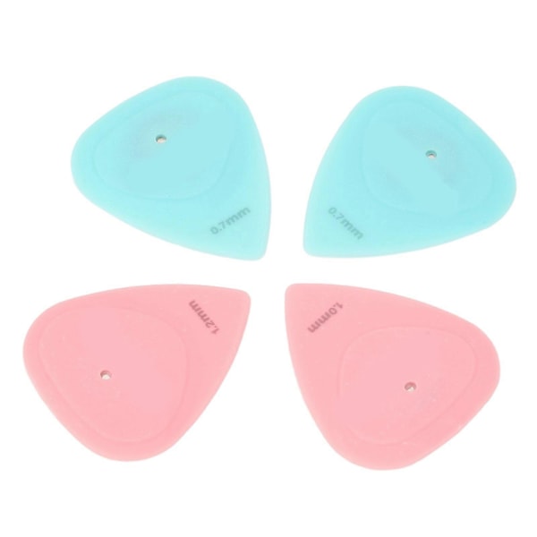 4 stk. magnetiske gitarplekter, plast, komfortabelt grep, spiss front, profesjonell erstatning for gitarplekter