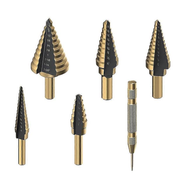 Titanstegsborr 5-pack, HSS Kobolt Multihål 50 Storlekar, Titanstegsborr Set med Aut