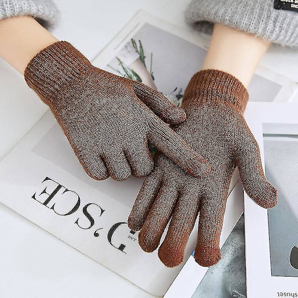 Cashmere strikkede vinterhansker for kvinner Cashmere strikkede varme tykke hansker for kvinner høst og vinter med berøringsskjerm for ski Gray