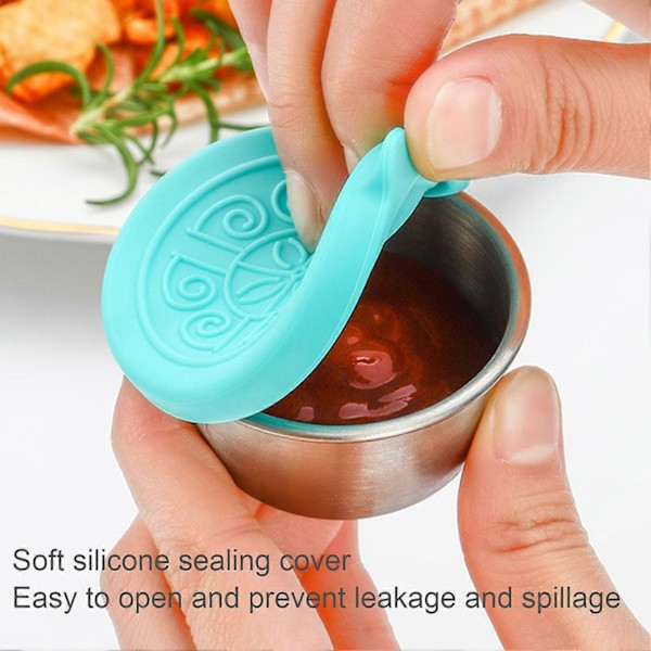 6 st 50 ml Såsskål Läcksäker Återanvändbar Rostfri Såsbehållare för Hem Lunch Picknick Resor