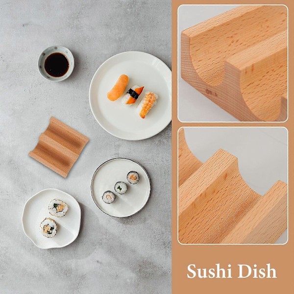 Håndrullet Sushi Holder Træ U-formet Sushi Stand Sushi Rack Sushi Serveringsstand (2-rums)