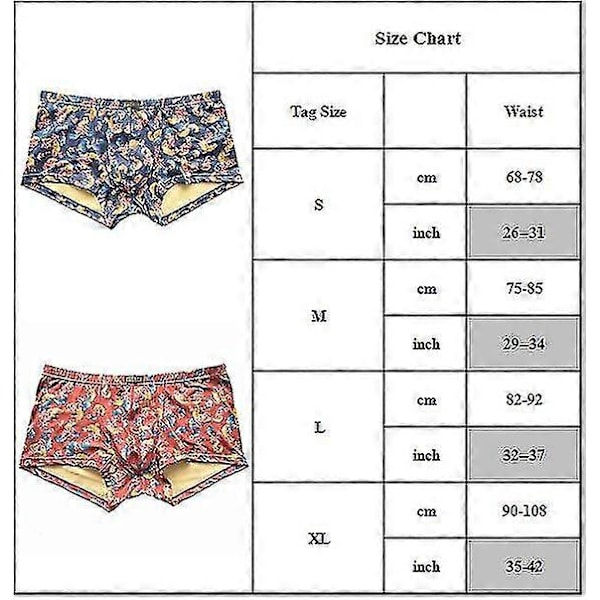 Herr Blommig Sexig Boxer Kalsonger Underkläder Stretch Trosor Shorts Light Blue XL