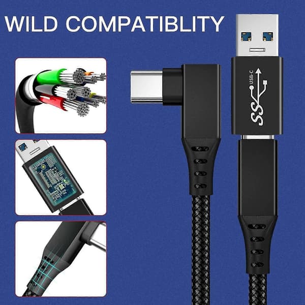 Data- og opladningskabel til Oculus Quest 2 Link USB 3.1 Type C Datatransfer USB-A til Type-C kabel