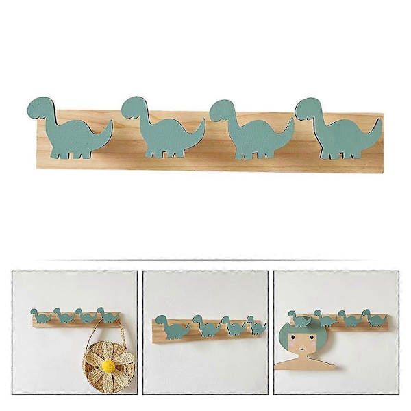 Knagerække til vægmontering, hattekrog, entrekrog, dinosaurdesign