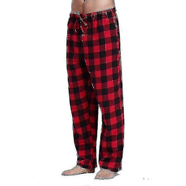 Herre Pyjamasbukser med Lommer, Herre Bløde Flanel Pyjamas Natbukser red L