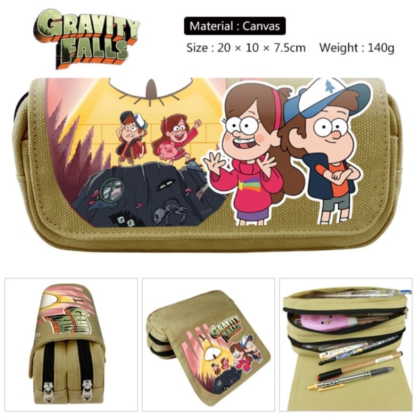 Gravity Falls kreativa canvas dubbel dragkedja tecknat student case G 1pcs