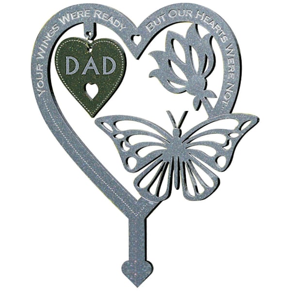 Hjerteformet Plakett Ornament Metall Stake Ord Kort Dine Vinger Var, Men Vårt Hjerte Var Ikke For Garde