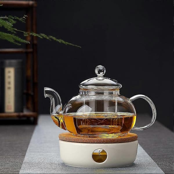 Tekandevarmer, keramisk bordskåner med korkpude, lysvarmer til tekander kander karaffel, egnet