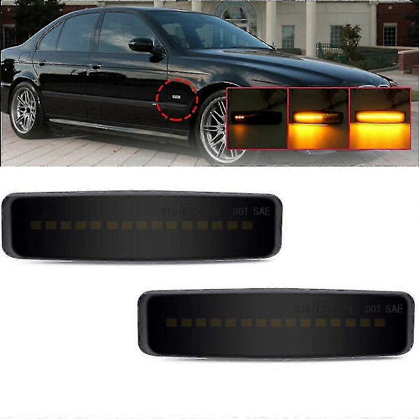 LED Sidemarkeringslys Dynamisk Røkt Blinklys For- E39 5-serie 1995-2003