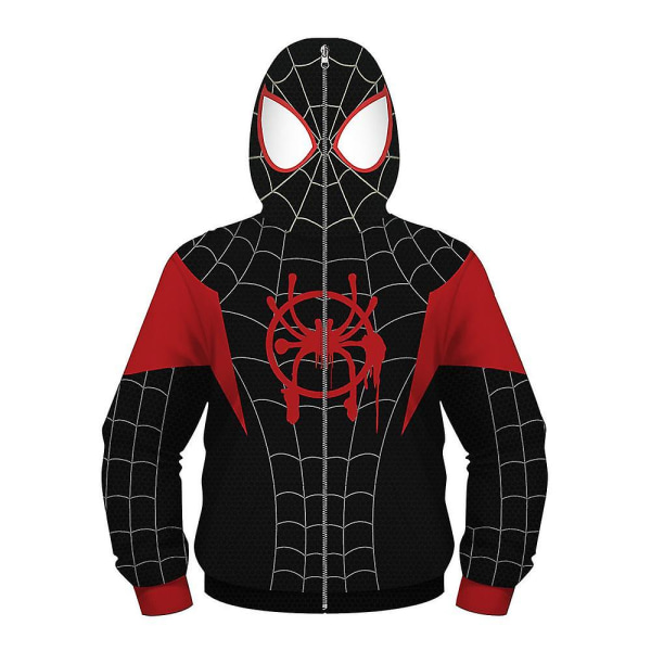 Kids Spiderman Hoodie Hooded Zip Jacka Jacka Top Coat Present Bästa julklappen Black Miles 4-5 Years