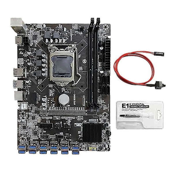 B250c Mining -emolevy lämpötahnalla+kytkinkaapelilla 12 Usb3.0 - Pcie-paikkaan Lga1151 Sata3.0 Su