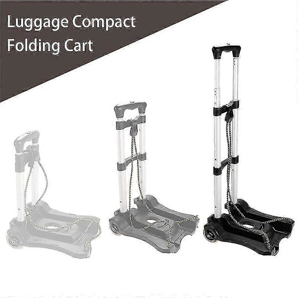 Sammenklappelig trolley i aluminiumslegering, bærbar bagagetrolley, let rejsetrolley/bagagetrolley med to hjul