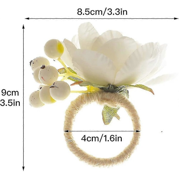 Blomster Servietringe 6 stk, Servietring Holder, Forår Blomster Servietspænder Holder Borddekoration