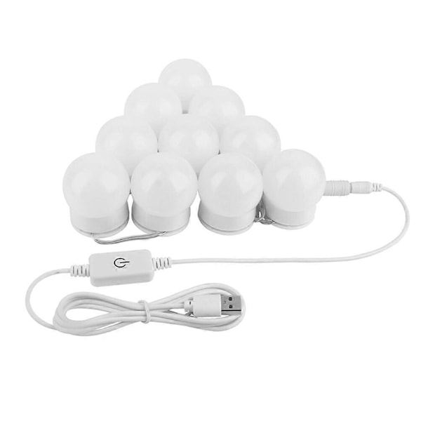 USB Dimbar LED Touch Sminkespeil Lyslist for Sminkebord Baderom (Hvit)