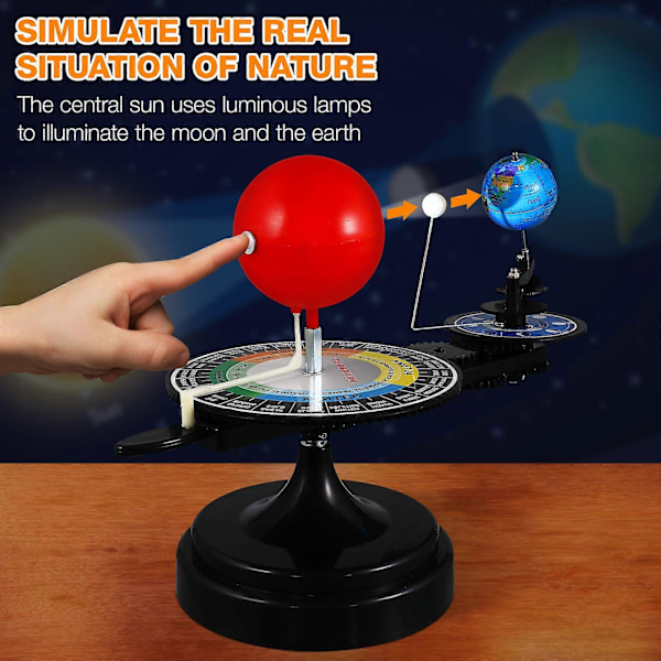 Sol Jord Måne Orbital Model Solsystem Planetarium 3D Model Roterende Model Videnskabeligt Pædagogisk Legetøj Astronomi Kognition Undervisningsrekvisit