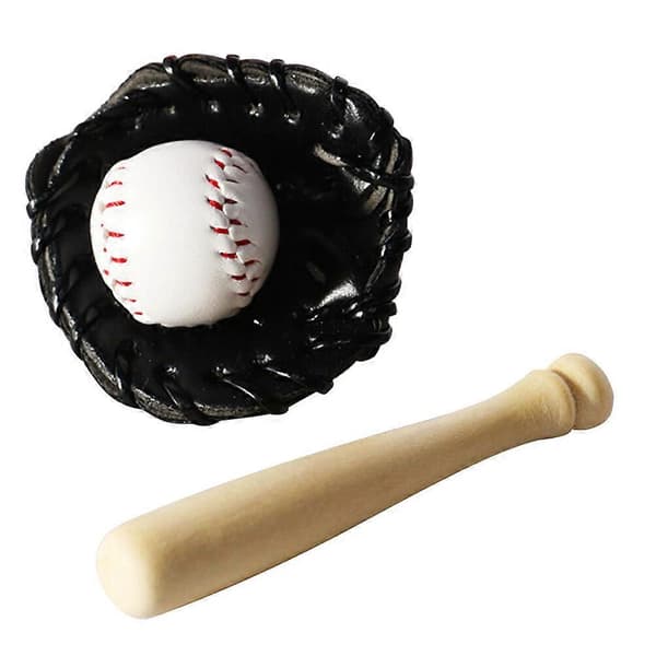 1 Sæt Miniature Baseball Bat Handsker Bold Sæt Dekorativ Simulation Lille Hus Tilbehør