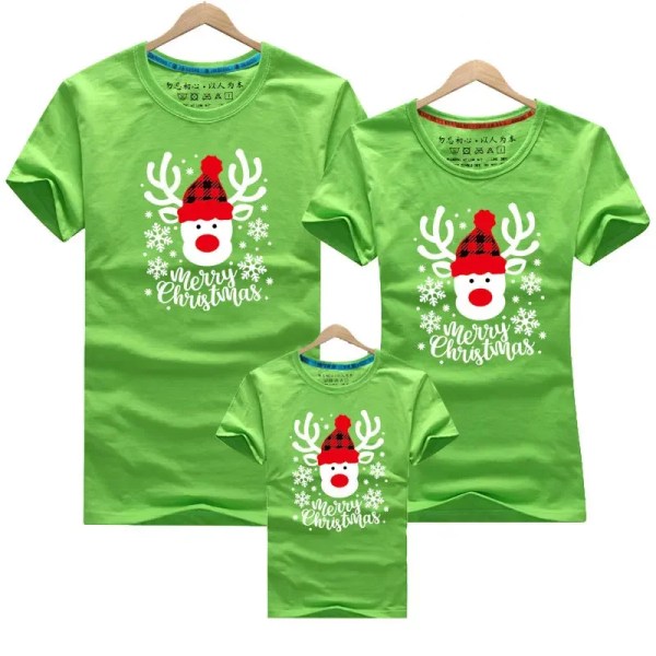 Jul T-shirt 3-delat set Jul familj matchande T-shirt bomull mor-dotter far son topp T-shirt Julklapp green Kids 100