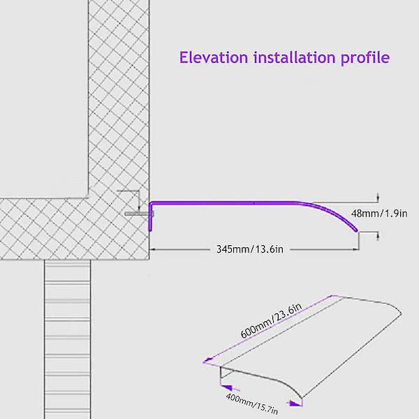 Vindusmarkise Usynlig Utendørs Terrasse Inngangsdør Overheng Markise Transparent Tak Terrasse Markise Vindtett Robust Solbeskyttelse 40x80cm