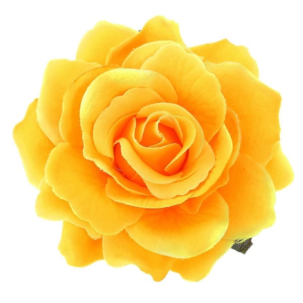 2 i 1 Kunstig Stor Rose Blomst Hårnål Hårklemmer Blomst Broche til Kvinder Fest (Gul)