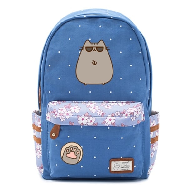 Fet katt mochila söt canvasväska kawaii ryggsäck ungdom axelväska style 6