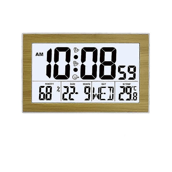 Digital Väggklocka, siffer Tid Temperatur Kalender Alarm Bordsklocka Design Kontor Hem Ljus