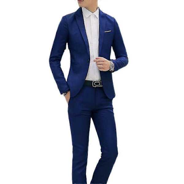 Miesten bisnespuku, 2-osainen smokki, bleiseri ja housut Royal Blue 4XL