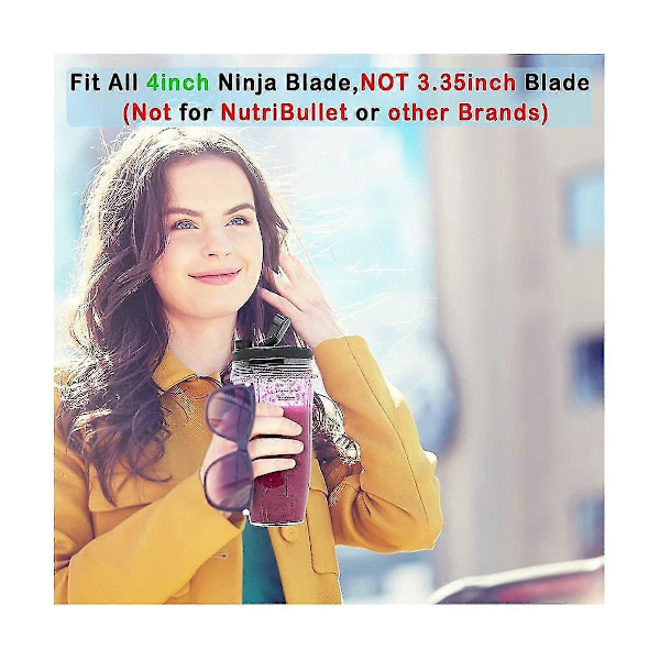 Blender 24oz Blenderkopp med förslutningslock och rengöringsborste kompatibel för Ninja Blender Auto Iq