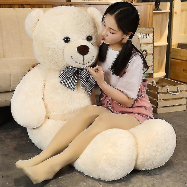 Jätte 105/125/145 cm mjuk nalle Plyschleksaker Brown Bear Super B white 105cm