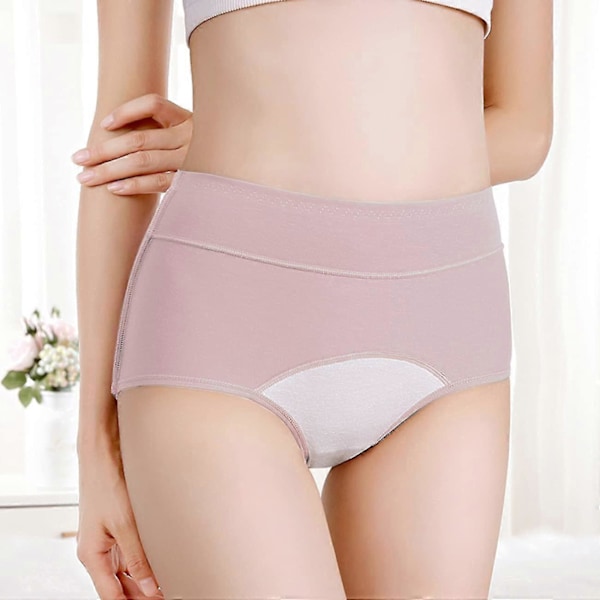 3 st Kvinnors Period Tätsäkra Trosor Menstruationstrosor Bomull Menstruationsunderkläder Blue x Gray  x Pink L