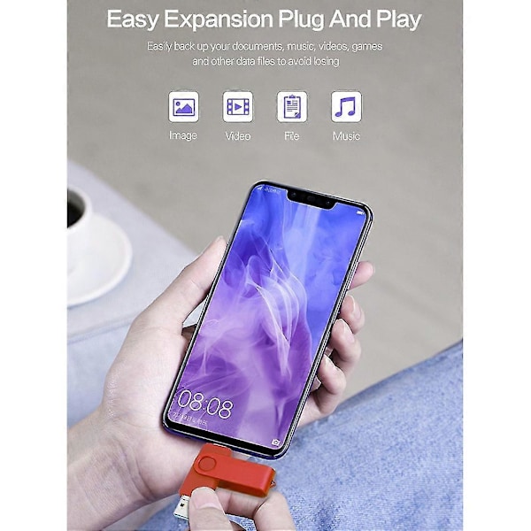 3 in 1 USB-muistitikku Type-C+-USB+USB3.0 Nopea Mini-muistitikku U-levy Otg-64g