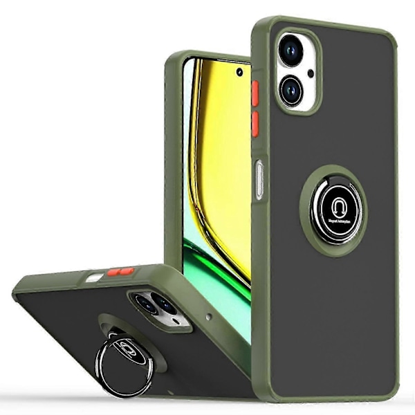 Til Samsung Galaxy A06 Cover Ring Holder Støtteben TPU+Akryl Telefon Cover - Sort Turquoise Galaxy A06
