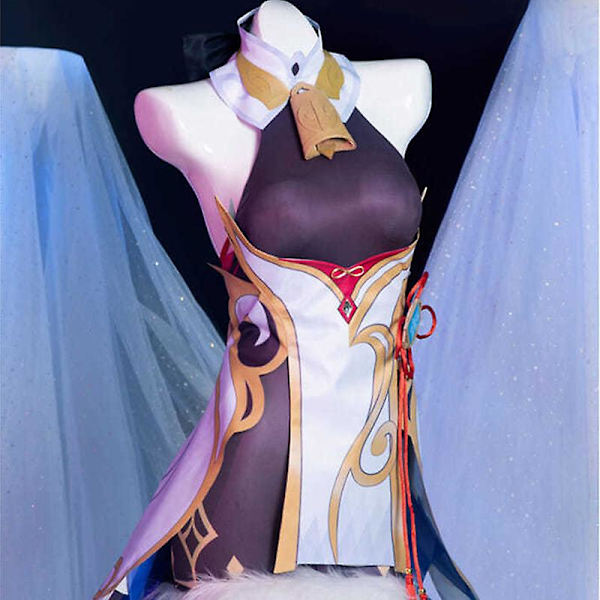 Peli Genshin Impact Ganyu Anime Cosplay Asut Halloween-asu Naisille Mekot Vestido Cosplay Feminino Puku Peruukki Vaatteet M