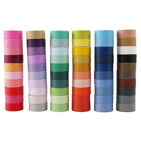 60 15mm Bred Washi Tejp Set, färgglad Regnbågstejp För, Journaler, Planerare, Scrapbooking, Omslag