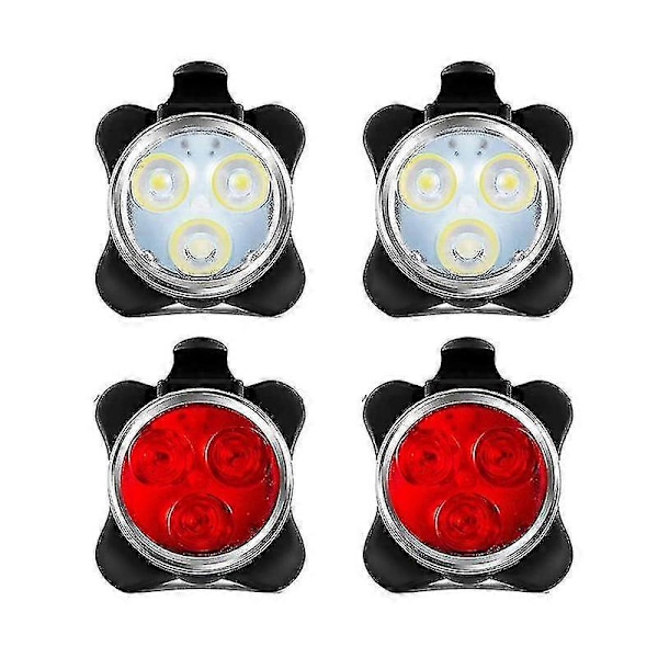 4-pack USB-uppladdbart cykelbelysningssats Fram och Bak LED Cykellampa