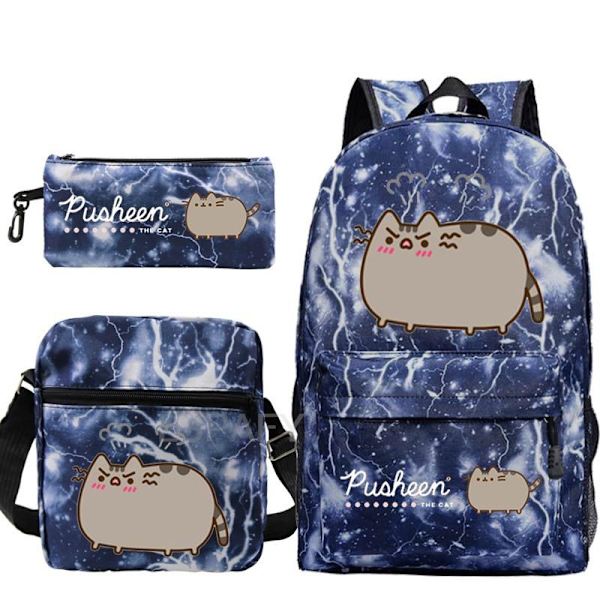3 st Kawaii Tjock Katt Ryggsäck Pusheen Tryck Skolväska style 14